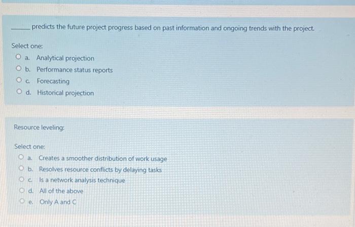 predicts the future project progress based on