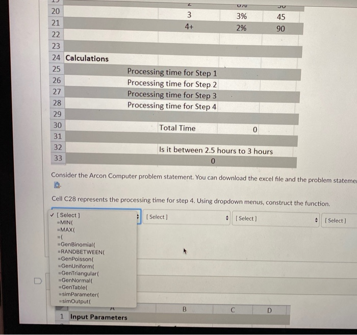 what are the correct drop down options for the 4