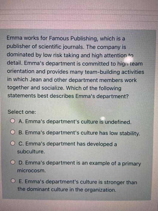 Emma works for Famous Publishing, which is a