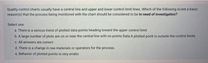 Quality control charts usually have a central