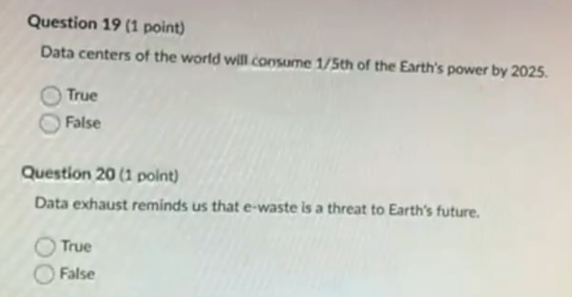 Question 19 (1 point) Data centers of the world
