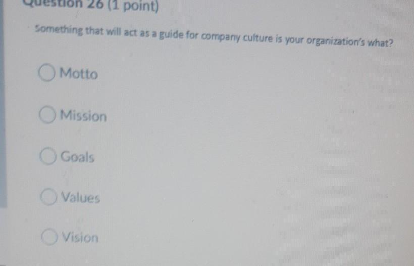 26 (1 point) Something that will act as a guide