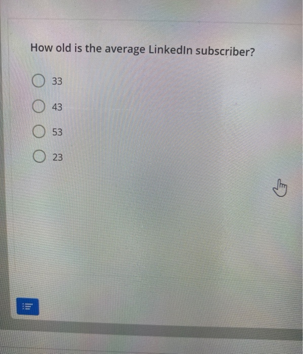 How old is the average Linkedln subscriber? 33 43