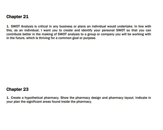 please answer both Chapter 21 1. SWOT Analysis is