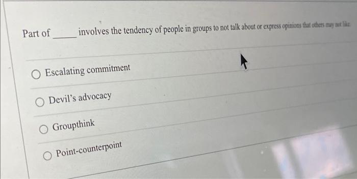 Part of Escalating commitment Devil's advocacy