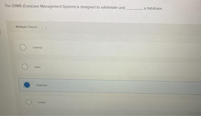 The DBMS (Database Management System) is designed