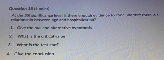 Question 18 (1 point) At the 5% significance