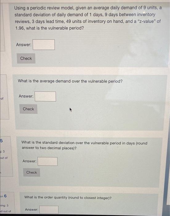 Using a periodic review model, given an average