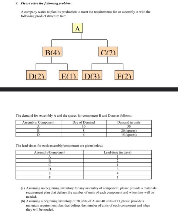 2. Please solve the following problem: A company