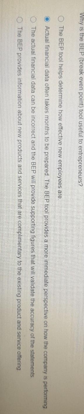 Why is the BEP (break even point) tool useful to