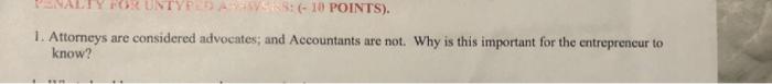 FOX UNTY SV: 10 POINTS). 1. Attorneys are