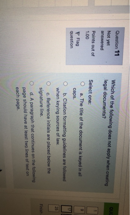 Question 10 Not yet Which of the following is an