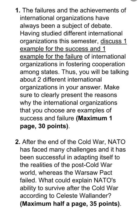 1. The failures and the achievements of