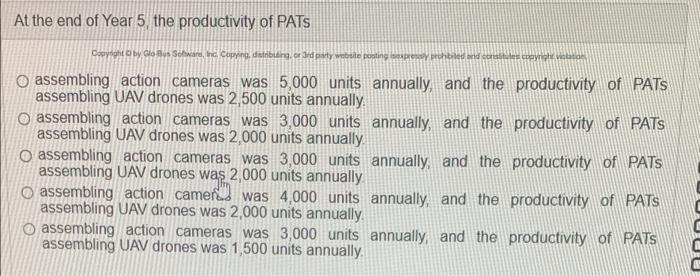 At the end of Year 5, the productivity of PATS