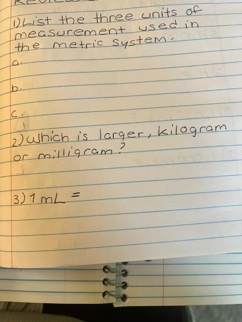 DList the three units of used in measurement the
