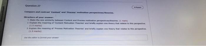 Question 27 A Compare and contrast and