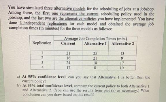You have simulated three alternative models for