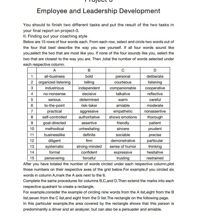 Employee and Leadership Development You should to