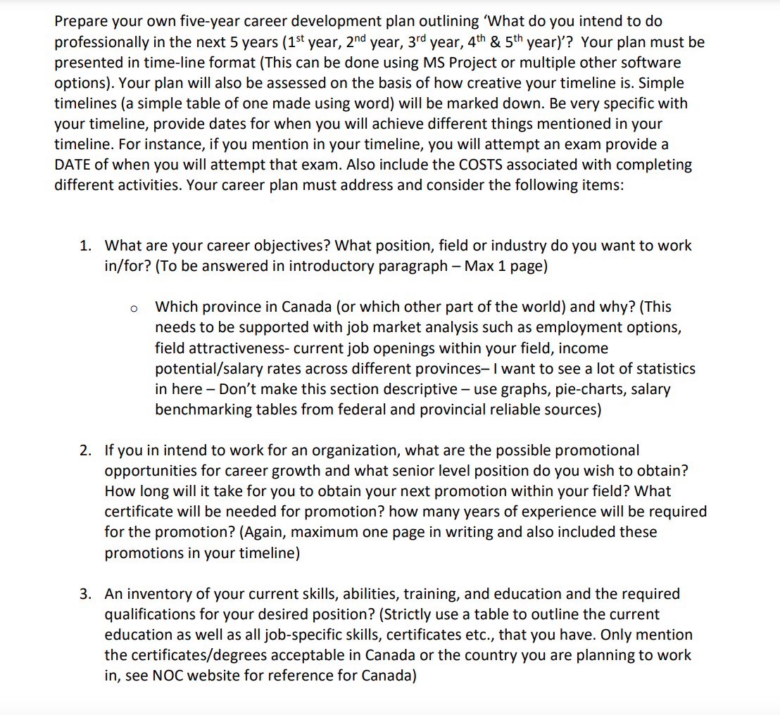 Prepare your own five-year career development