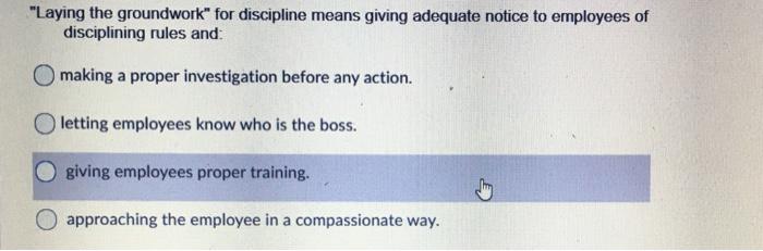 "Laying the groundwork" for discipline means