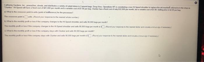 0 California Gardens, Inc, prewashes shred, and