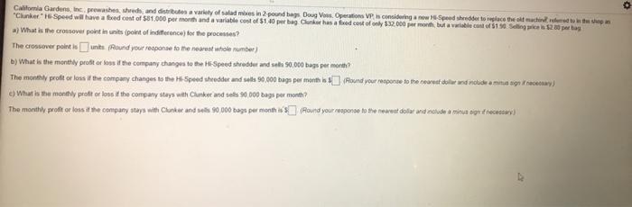 0 California Gardens, Inc, prewashes shred, and