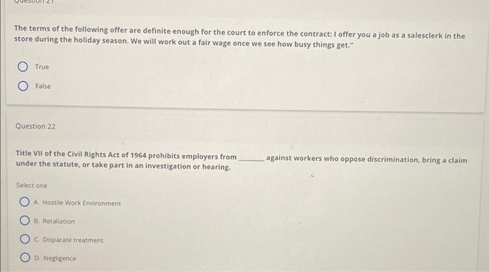 The terms of the following offer are definite