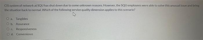 CIS system of network at SQU has shut down due to