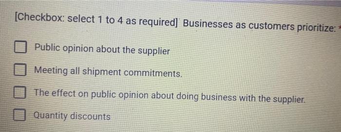 [Checkbox: select 1 to 4 as required] Businesses