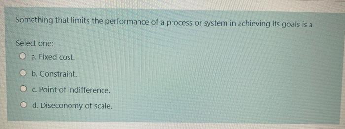 Something that limits the performance of a