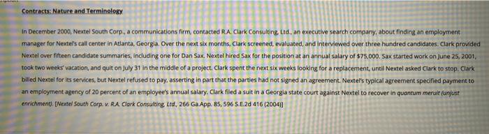 Contracts Nature and Terminology In December