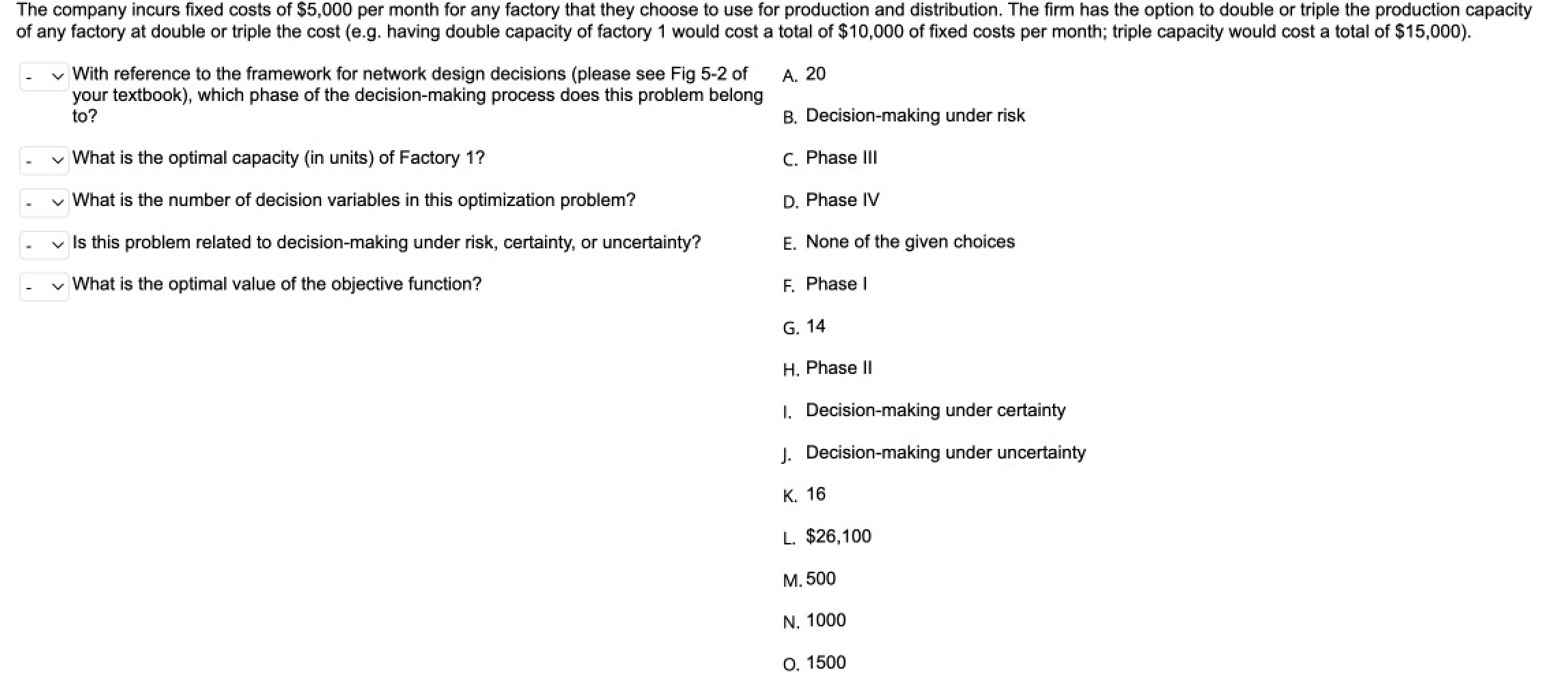 A firm has two factories, 1 and 2, which can ship