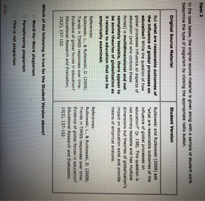 Item 1 In the case below, the original source