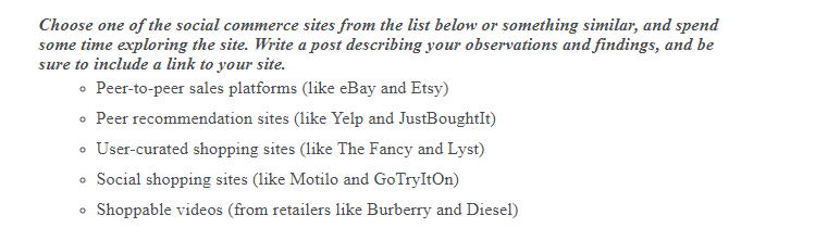 Choose one of the social commerce sites from the