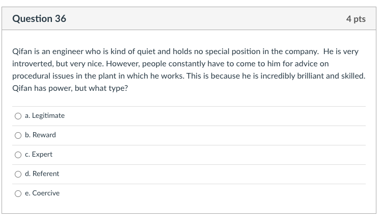 Question 36 4 pts Qifan is an engineer who is
