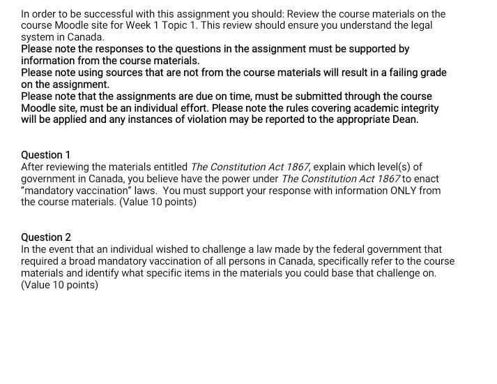 In order to be successful with this assignment