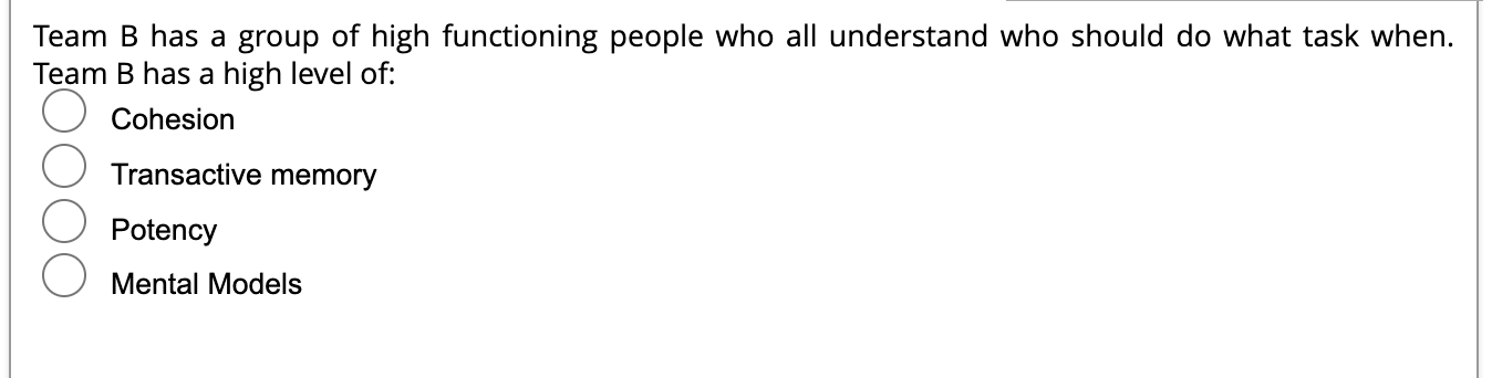 Team B has a group of high functioning people who