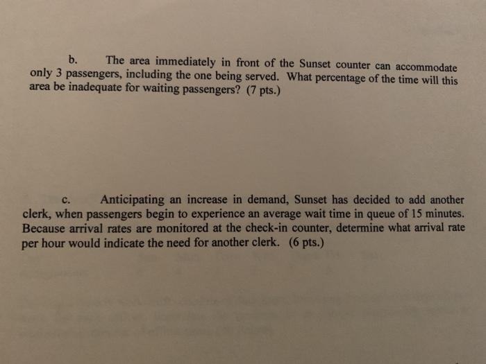 3. Sunset Airlines is reviewing its check-in