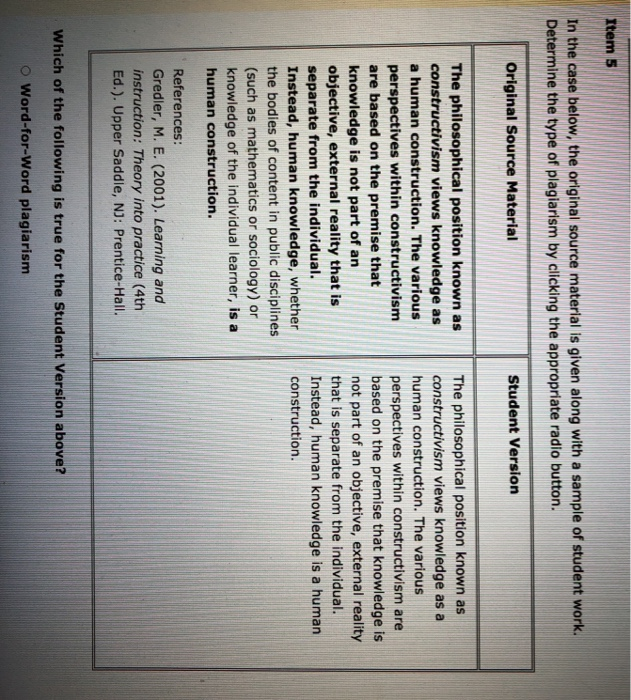 Item 1 In the case below, the original source