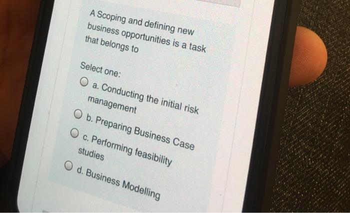 A Scoping and defining new business opportunities