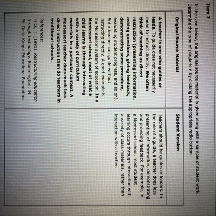 Item 1 In the case below, the original source