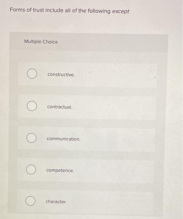 Forms of trust include all of the following