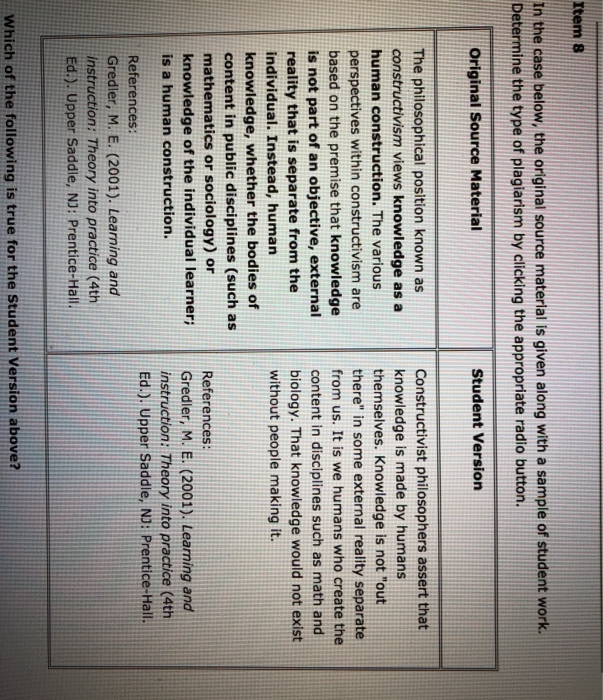 Item 1 In the case below, the original source