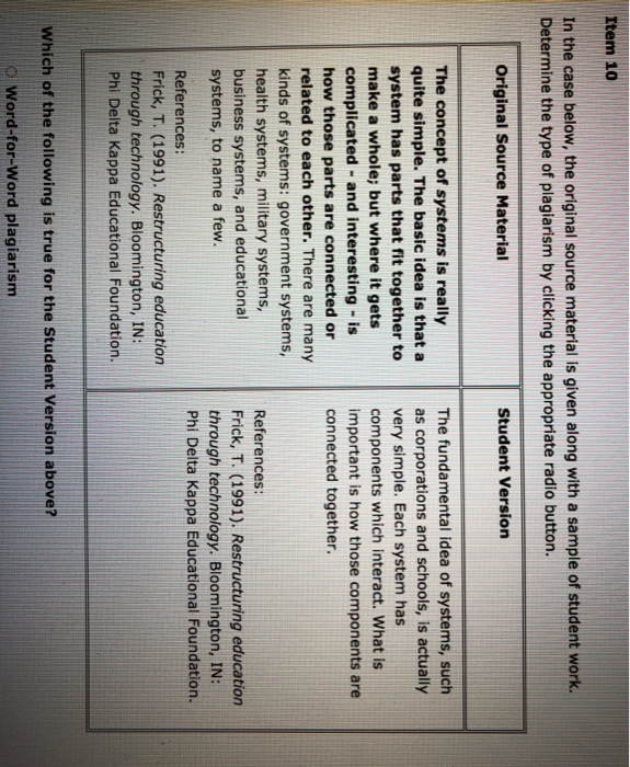 Item 1 In the case below, the original source