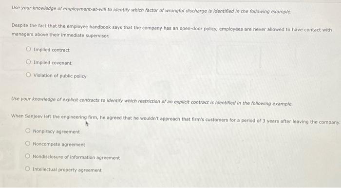 Use your knowledge of employment-at-will to