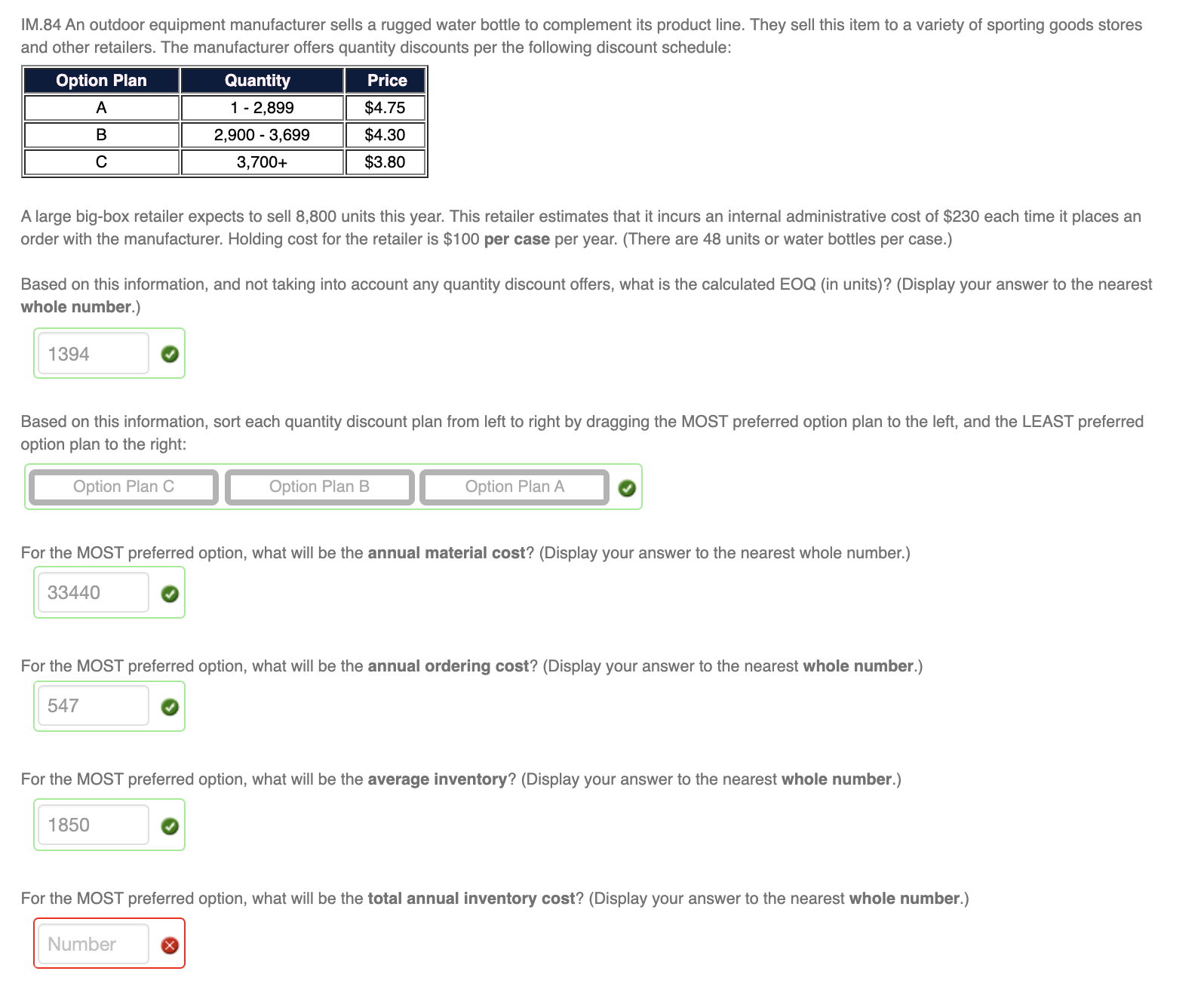 Please solve the Total Annual Inventory Cost.