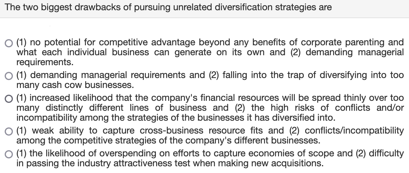 A strategy of diversifying into unrelated