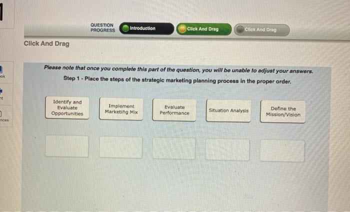 (marketing) QUESTION PROGRESS Introduction Cack