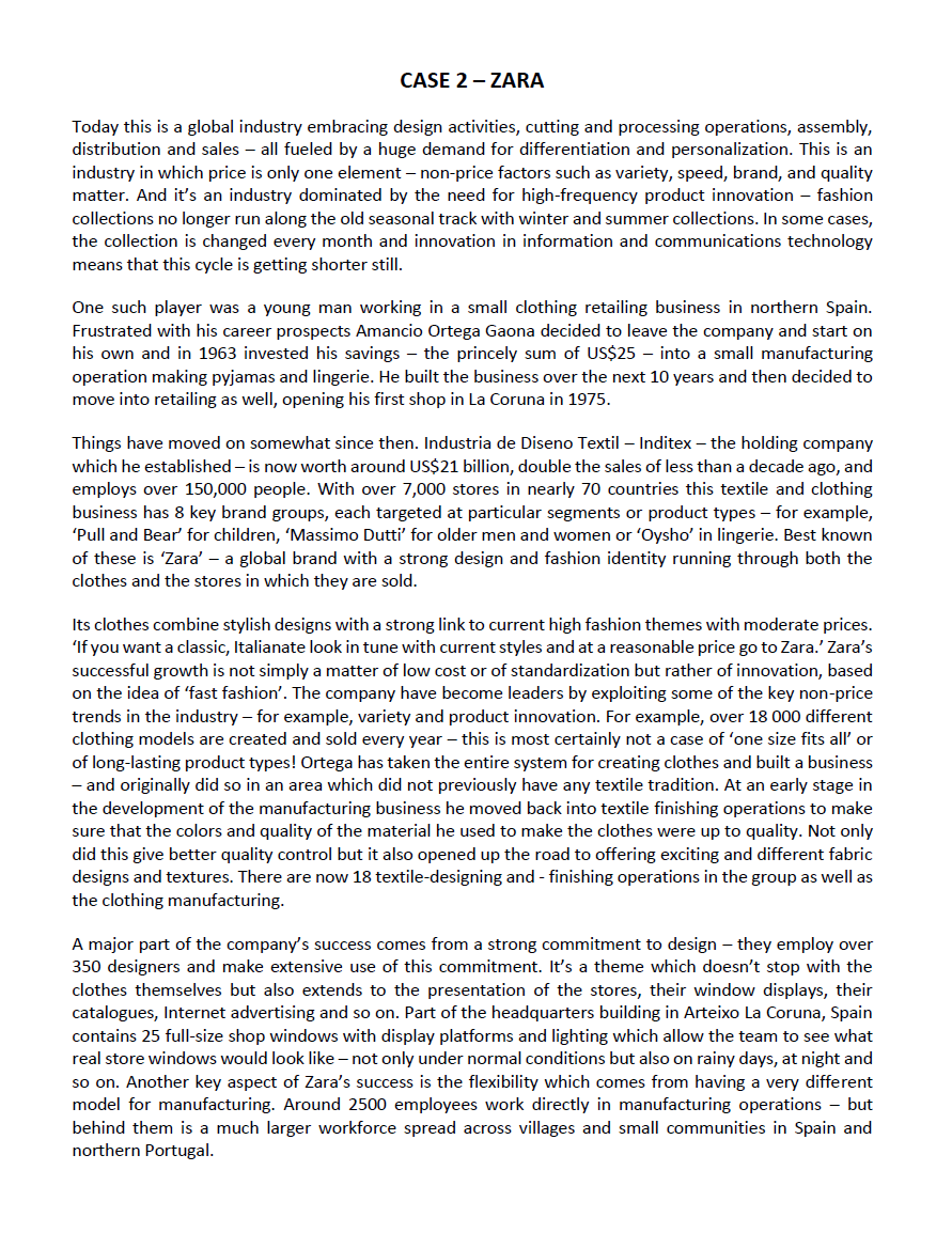 CASE 2 - ZARA Today this is a global industry