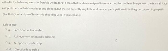 Consider the following scenario: Derek is the